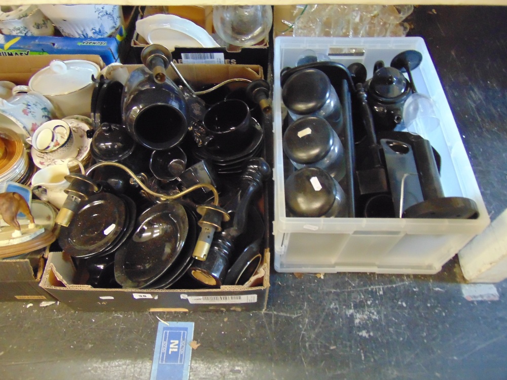 A large qty of black chinaware etc.