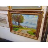 A large oil, country scene,