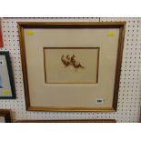 A gilt framed watercolour, 'The leading three' Horse racing, c1985, 39 x 43cm,