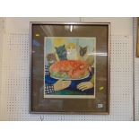 A Beryl Cook print, Four Hungry Cats, signed and sealed,