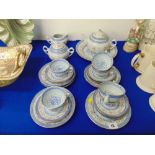 An oriental blue and white tea set