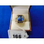 A 10ct gold blue stone ring, size H,