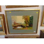 A gilt framed oil, country scene,