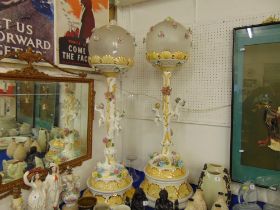 Two tall Capodimonte lamps