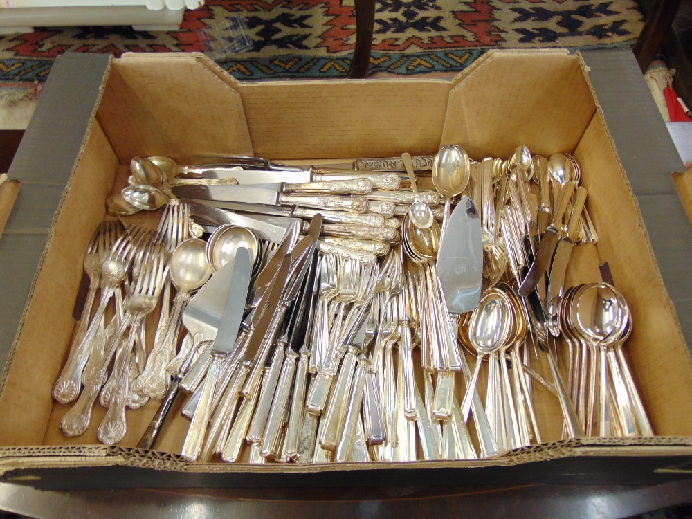 A qty silver plated cutlery