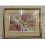 A limited edition print by Gordon King, reclining lady,