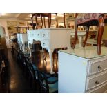 White dressing table, six drawer chest of drawers,