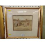A gilt framed watercolour cottages, H Turner,