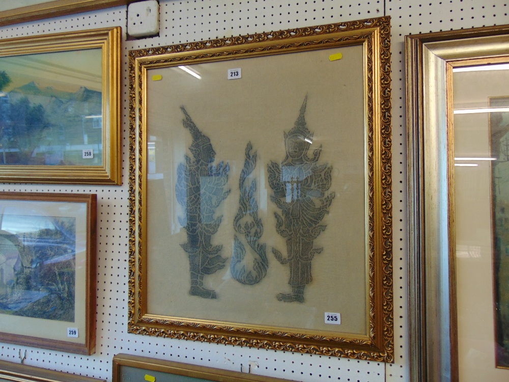 A framed oriental silk panel - Image 2 of 3