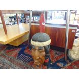 A North American Indian Chief head, solid wood, early-mid 20th century, approx.