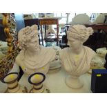 A pair of marbled busts Apollo and Diana