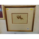 A gilt framed watercolour, 'The leading three' Horse racing, c1985, 39 x 43cm,