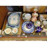 A collection of chinaware, vases, platters etc.