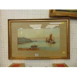 A framed and glazed watercolour seascape signed