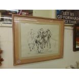 A Horse racing charcoal drawing