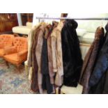 Nine assorted fur coats (one faux)