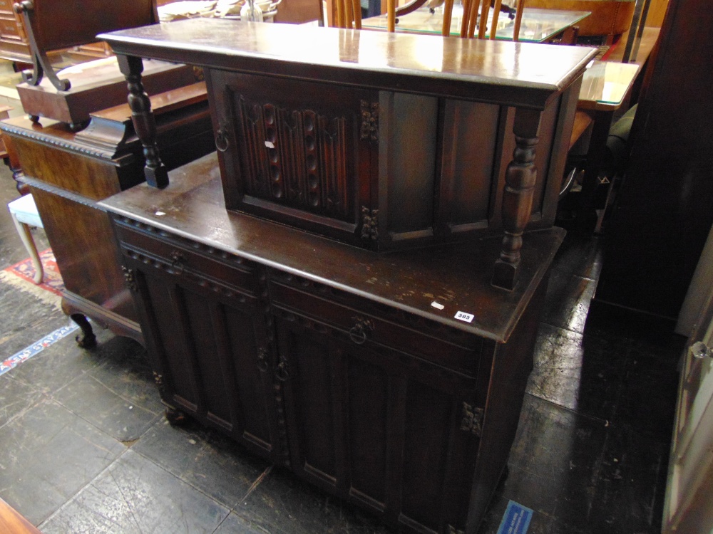 A small Oak court cupboard - Image 4 of 6