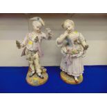 A 19th century Meissen porcelain, Mourning figures of a girl and boy,
