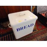 An enamel bread bin