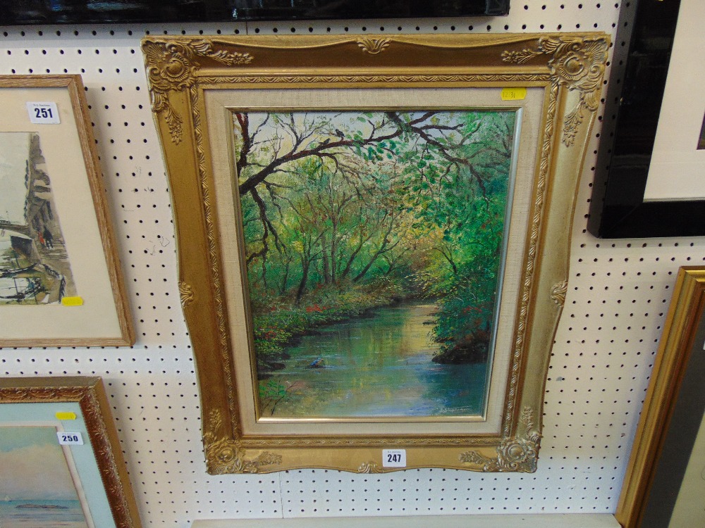 An oil, Kingfisher River scene, S.