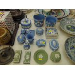A collection of Wedgewood containers,