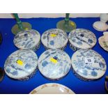 Six blue and white porcelain boxes