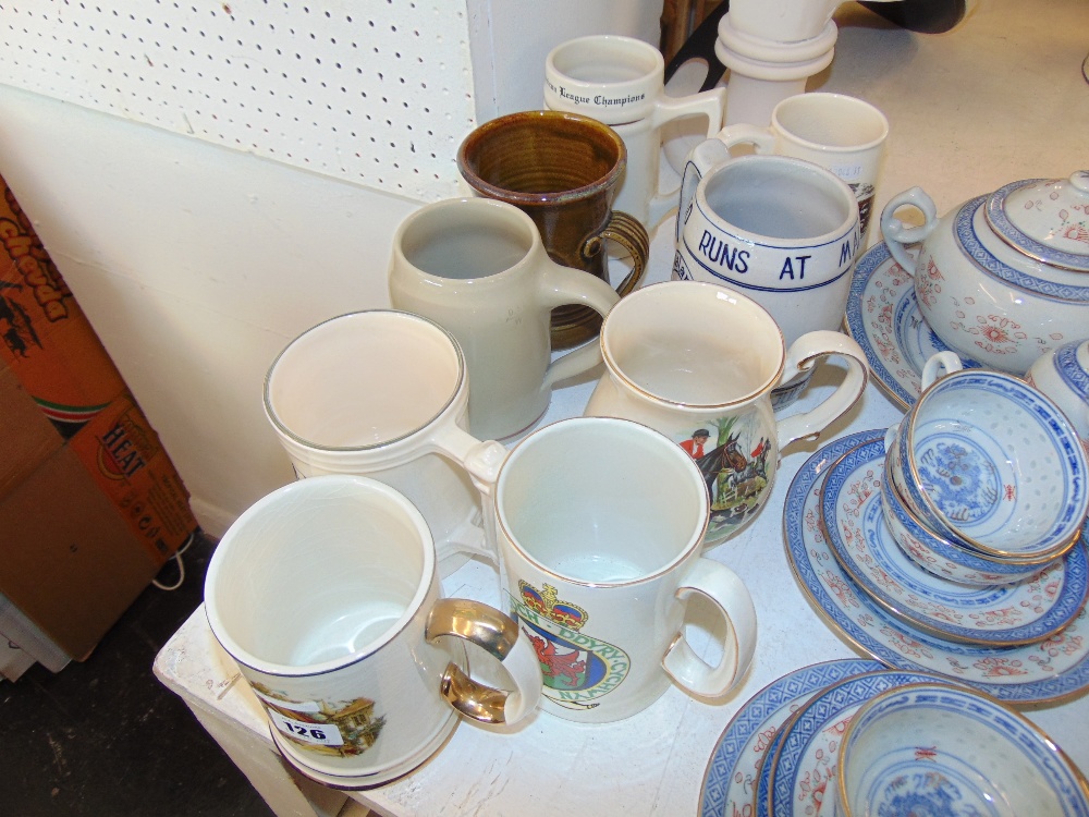 A qty of beer mugs