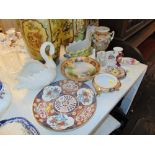 A qty of hand painted porcelain etc.