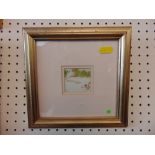 Four gilt framed watercolour miniatures, two artists,