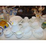 A Wedgewood Silver Ermine tea set and ten dinner plates