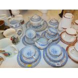 An oriental blue and white tea set