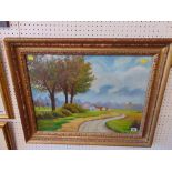 A large oil, country scene,