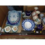 A collection of chinaware, vases, platters etc.