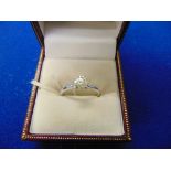 An 18ct White Gold hallmarked single stone Diamond ring,