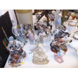 A collection of figures, Capodimonte, Lladro etc.