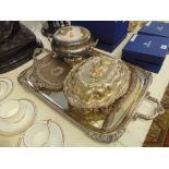 A qty good quality silver plated, lidded tureens,