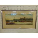 An early 20th century silvered frame, watercolour seascape,