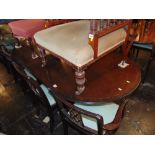 A Regency style dining room suite; table with extra leaf,
