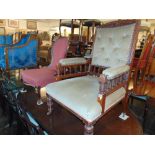 An Edwardian armchair and a Victorian nursing chair