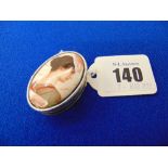 A hallmarked SIlver and enamel pill box a.