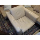 Cream leather contemporary armchair