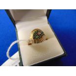 An 14ct gold, Diamond and Emerald ring,