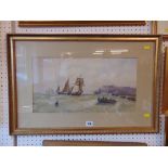 A framed and glazed watercolour seascape signed