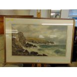 A gilt framed Victorian watercolour, seascape,