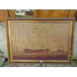 A framed naval picture on canvas