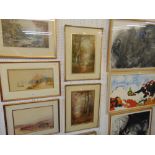A pair of gilt framed watercolours, forest scenes,