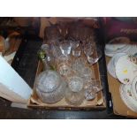A qty of glass inc. decanters etc.