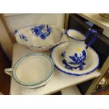 Two blue and white bowls,