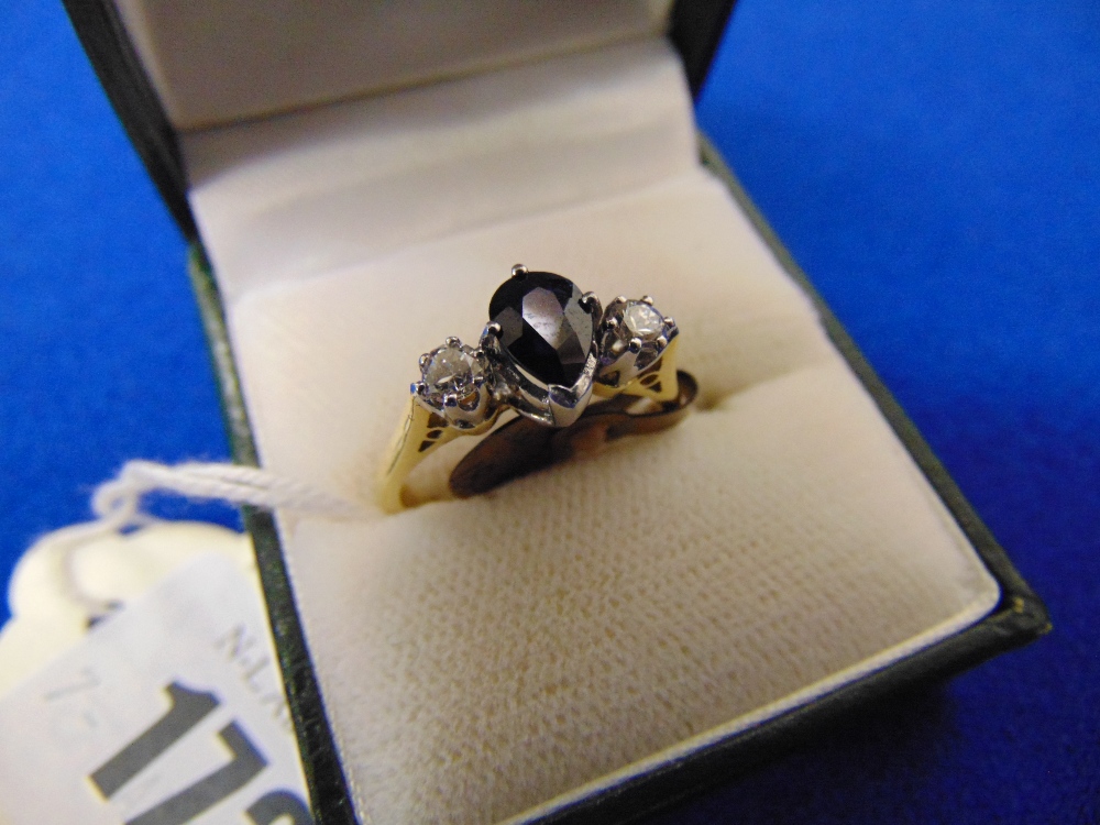 An 18ct gold, Diamond and Sapphire ring,