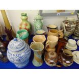 A qty of pottery vases, Royal Doulton etc.